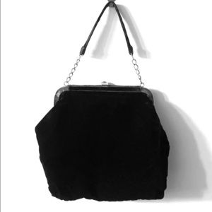 Vintage 1950s Black Velvet Hobo with Coin Purse